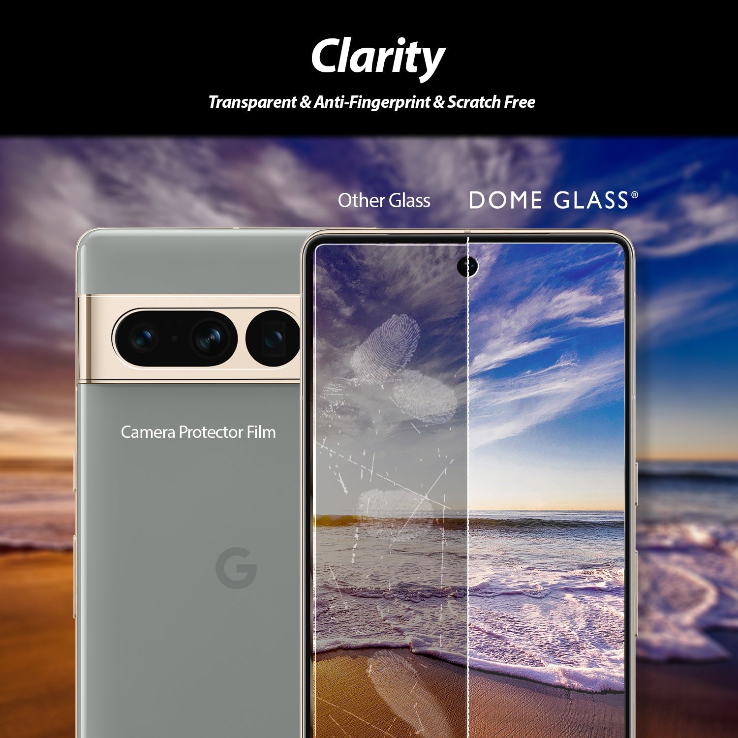 Whitestone Dome Glass Screen Protector for Google Pixel 7 , Full Tempered Glass Shield with Liquid Dispersion Tech [Easy to Install Kit] Smart Phone Screen Guard with Camera Film Protector