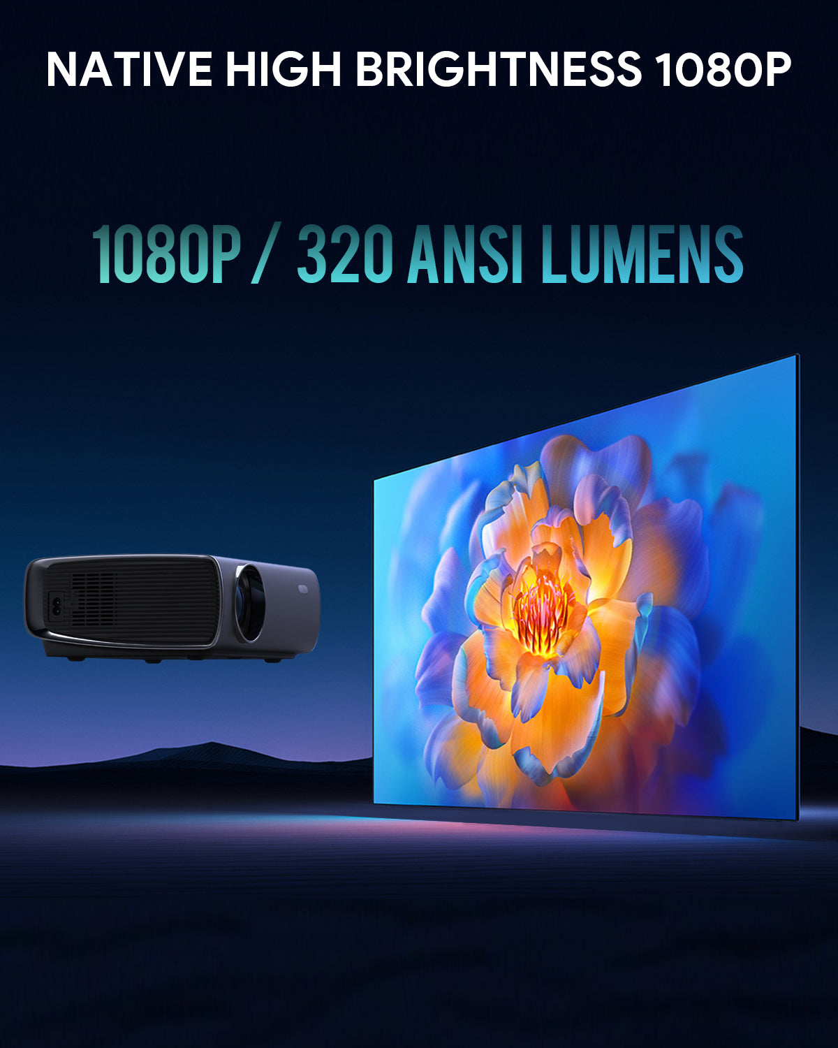 AUKEY RD-870S Cinex S Lite Full HD 1080P Wi-Fi LED Projector with Support Smartphone Screen Sync HDMI