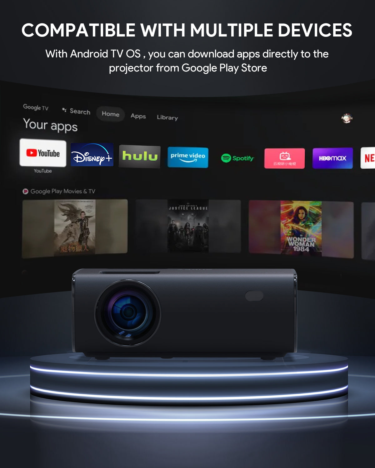 AUKEY RD-870S Cinex S Lite Full HD 1080P Wi-Fi LED Projector with Support Smartphone Screen Sync HDMI