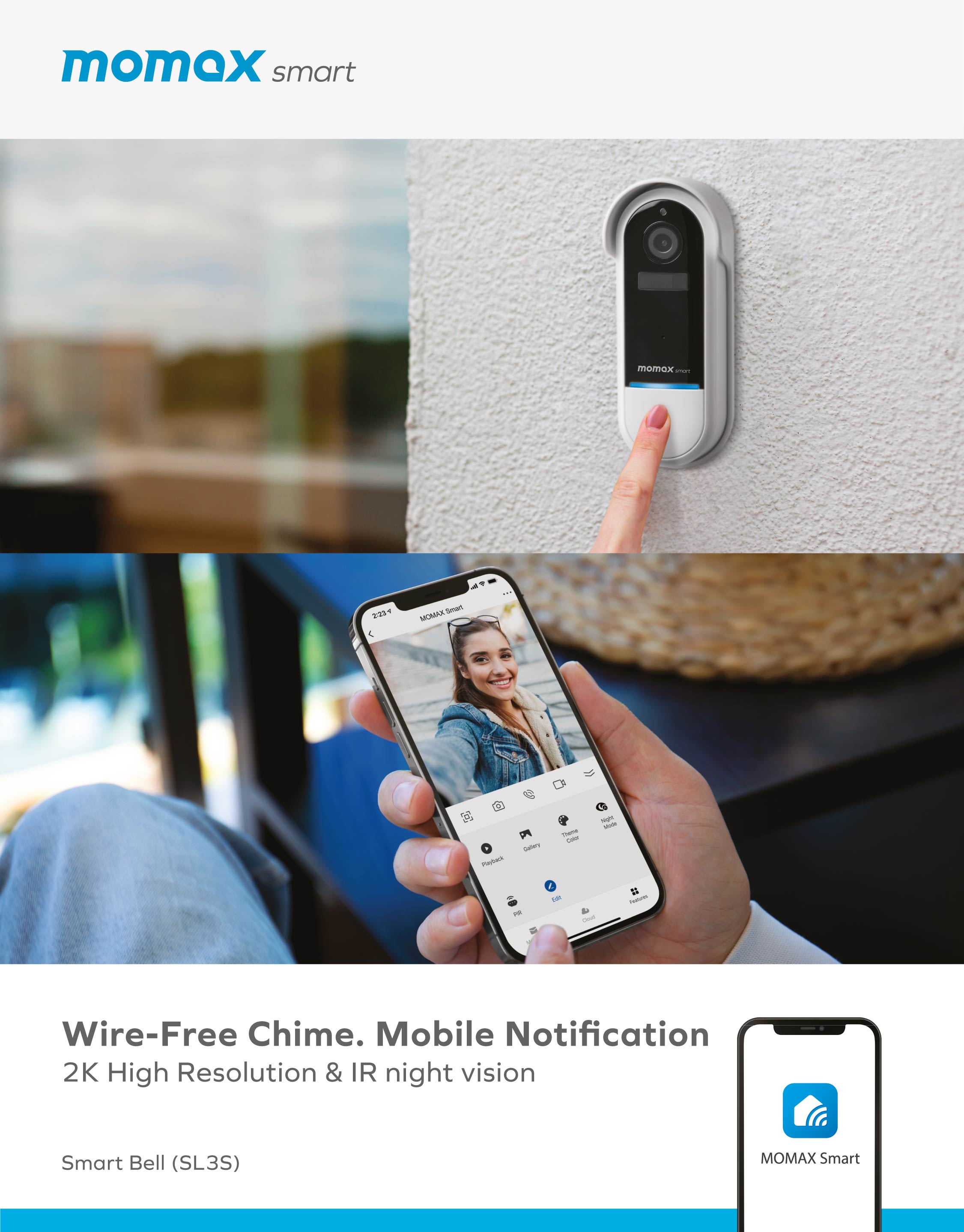 Momax SL3 Smart Bell IoT IP Camera Doorbell