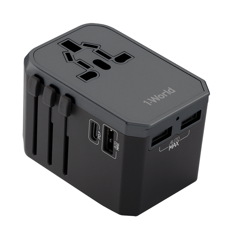 Momax UA7 1-World AC Travel Adapter (Type-C 30W PD + 3 USB-A)