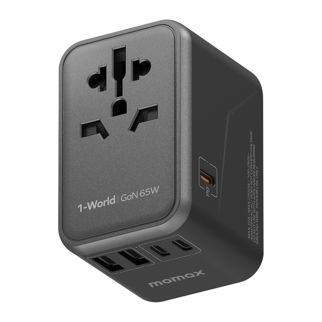 Momax UA8 1-World 65W GaN 5 Ports + AC Travel Adaptor