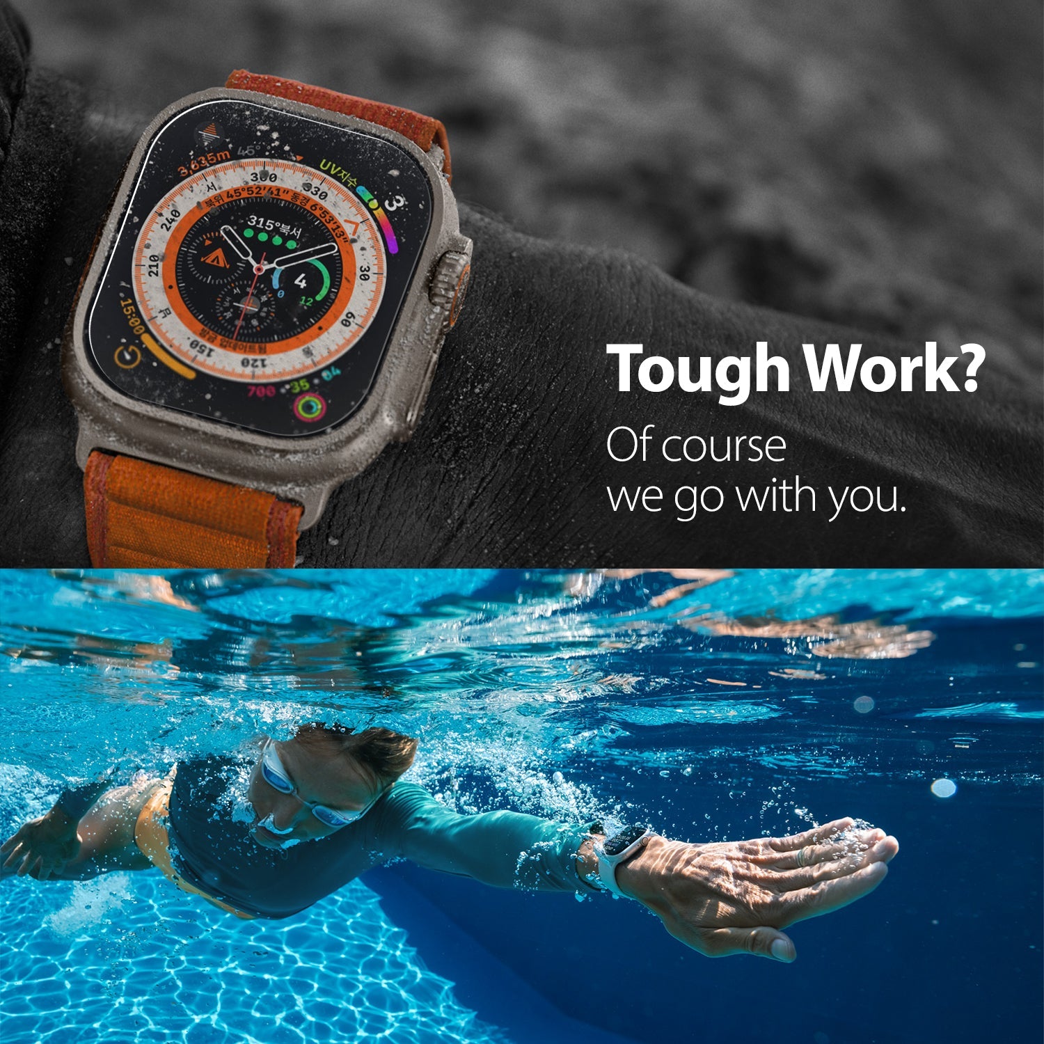 Whitestone Apple Watch Ultra 49mm EZ Tempered Glass Screen Protector - 2 Pack