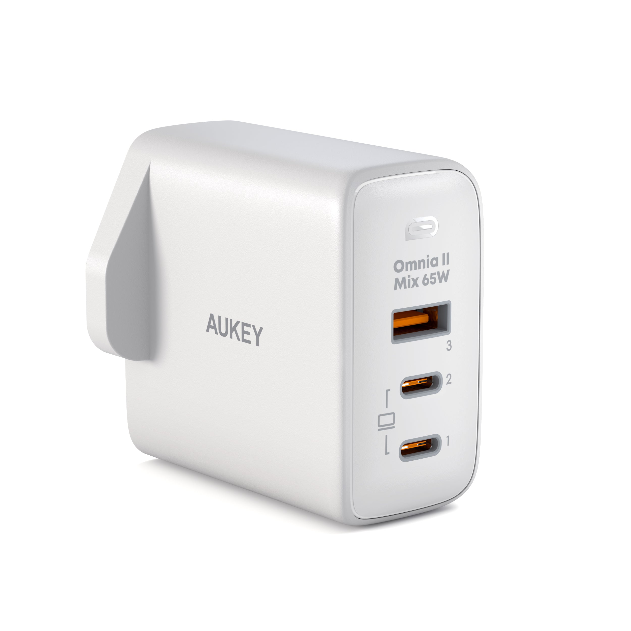 Aukey PA-B6T Omnia II 3-Port 65w PD & Super Fast Charging (PPS) Wall Charger with GaN Power Technology